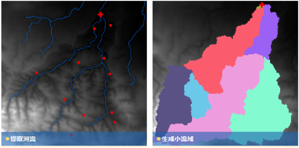 分布式水文預(yù)報(bào)模型精準(zhǔn)提取河流和生成小流域界面圖